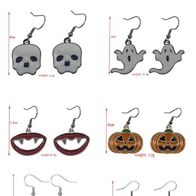 China Vintage Halloween Elegant Woman Long Earring , Pumpkin Ghost Shaped Stainless Steel Earring for sale