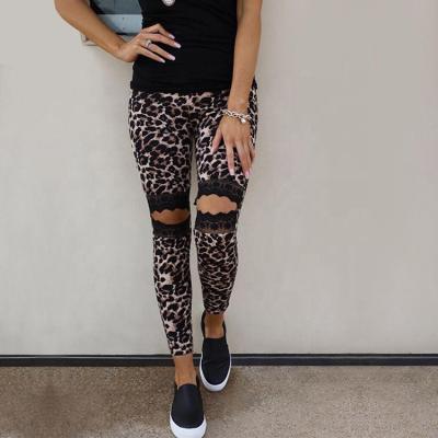 China Wholesale New Women Leopard Waist Drawstring Lace Knee Long Anti-wrinkle Monogram Joggers Pants for sale