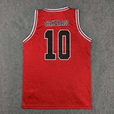 China Breathable Anime Shohoku School Basketball Jersey Team Number 10 Sakuragi 10Jersey Cosplay Costume Tops Shirt Sports Wear Uniform for sale