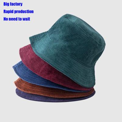 China Character corduroy bucket hat for women sombrero pana Wholesale embroidery bucket hat corduroy topi for men and women for sale