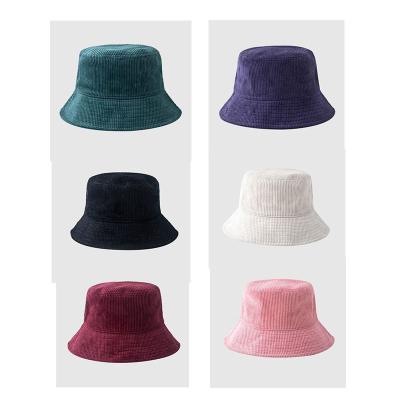 China Custom Character Logo Corduroy Bucket Hat For Women Sombrero Pana Wholesale Embroidery Bucket Hat Corduroy Topi For Men And Women for sale