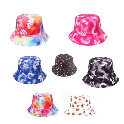 China Feversible Casual Bucket Hat Butterfly For Women Sublimation Bucket Hat Wholesale Custom Mushrooms For Men And Women for sale