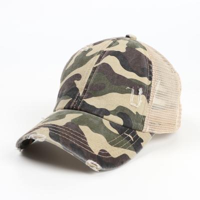 China JOINT Custom Unbranded Military Camouflage Cotton Mesh Trucker Hats for sale