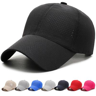 China COMMON Logo Print Quick Dry Lightweight Custom Breathable Polyester Sports Hat Cap Unstructured Soft Running Baseball Hat For Men for sale