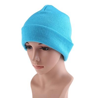 China COMMON Acrylic White Knitted Hat Winter Solid Color Beanie Fashion Custom Warm Hat for sale