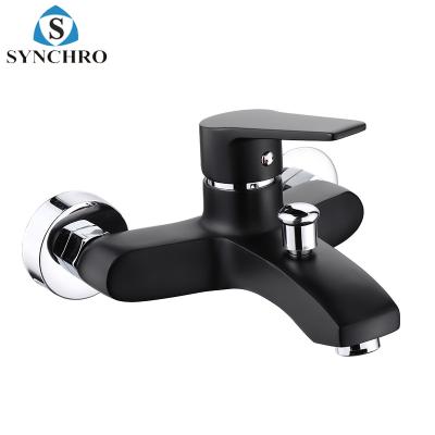 China With SKL-6800B Slide Bar SYNCHRO 3 Function Hand Shower Water Saving Bathtub Faucet Wall Mounted Black for sale