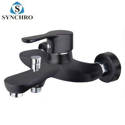 China SKL-32510B Slide Bar Black And Chrome Floor Mount White Free Standing Bathtub Faucet for sale