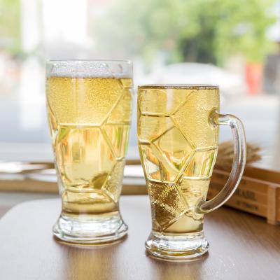 China 2022 Simple Simplicity Football Modern Creative Glassware Design Solid Handle Large Capacity Glass Beer Mug Sports Drinks Glass Cup for sale