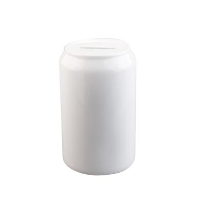 China Yinsa SPB02 Ceramic Wholesale Cola Can Piggy Bank Sublimation Copy Masks White Ceramic Piggy Bank Stoneware Money Bank Box for sale