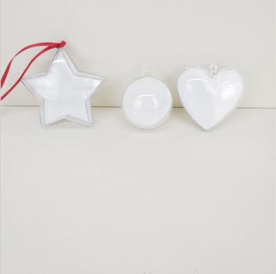 China Plastic+MDF Yinsa SDQ03 Party Custom Personalized Sublimation Plastic With Printable MDF Insert Heart Christmas Ball Ornament for sale