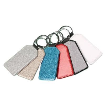 China Yinsa PUK003 Barrel Shape Glitter Sublimation Custom Leather Keychain Blank Thermal Transfer DIY Key Chain Pendant for sale