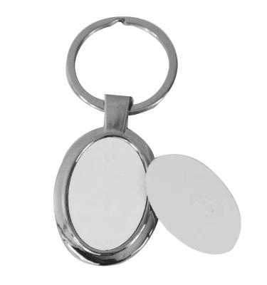 China Yinsa SK020 Oval Metal Chrome Metal Shape Mute Key Zinc Alloy Chain For Sublimation Blank Keychain for sale