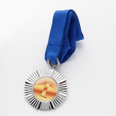 China Custom Health Care Institutes Yinsa JP004 Sublimation Gold Enamel Medals With 3D Ribbons Logo Metal Sport Red Trophies And Medals for sale