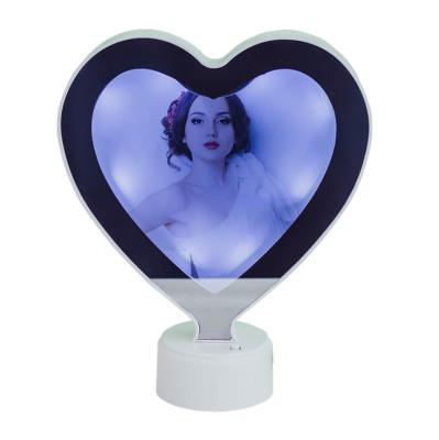 China Yinsa SMJ05 Magnifying Custom Personalize Gifts 20*24cm Sublimation White LED Heart Shape With Magic Photo Mirror Frame for sale