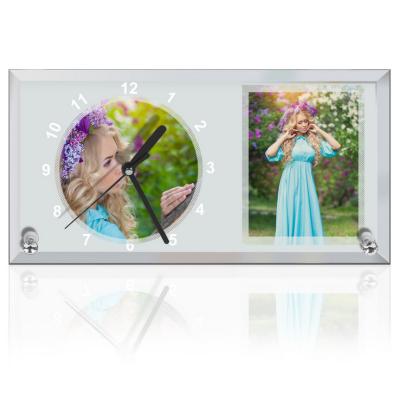 China Yinsa PF003 (L30*16*0.5cm) factory glass 28 blank sublimation photo glass frame directly with clock for sale