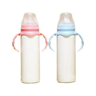 China Yinsa ST076 White Sublimation Stainless Steel Viable Blue With 8oz Handle Insulated Nursing Milk For Kids Cups Baby Bottle for sale