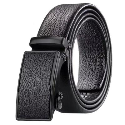 China New Comfortable Men's Artificial Leather Buckle Belt PU Belt Black Automatic Iron Buckle for sale