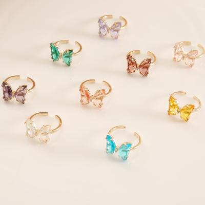 China New Style Zircon Butterfly Cute Multicolor Female Ring Personality Creative Jewelry for sale