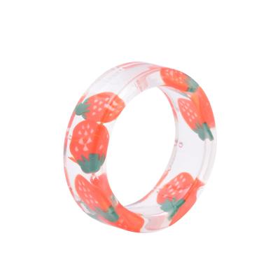 China European border creative resin summer personality of new joint ring cute fruit female and American acrylic ring for sale