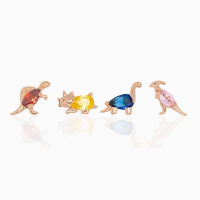 China Color-preservation 18K Gold Series Cute Small Dinosaur Wind Central Institute of Statistics Jewelry Tropical Rainforest Animal Earrings for sale