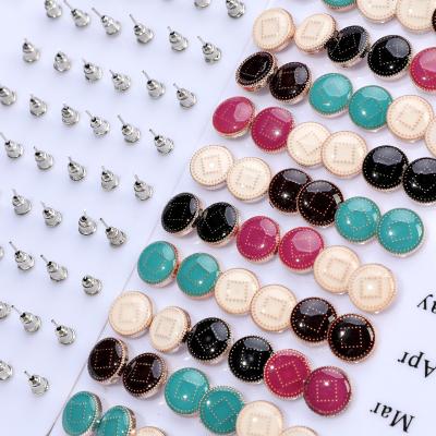 China Cute Fashion Stainless Steel Pin Stud Earrings 36 Pairs Printing Acrylic Earrings for sale