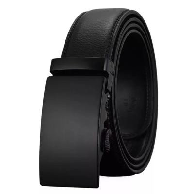 China New Metal Ratchet Leather Belt Men's Business Casual Classic Automatic Buckle Comfortable Black Durable Men's Leather Belt for sale