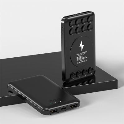 China Large Capacity Support Wireless Charging Wireless Power Bank With Sucker for sale