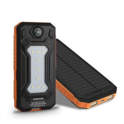 China Solar Power Bank T.Y. Cell Phone Charger Waterproof Portable Solar Power Bank 10000mah With LED Light Solar Charger for sale