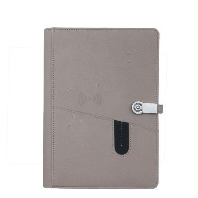 China Fast charging support diary notebook with power bank storage function mobile phone slot wireless charging card slot 80page 160page for sale