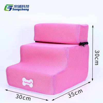 China Breathable Custom Dog Ramp Wooden Pet Steps New Design Universal Pet Stairs For Bed for sale