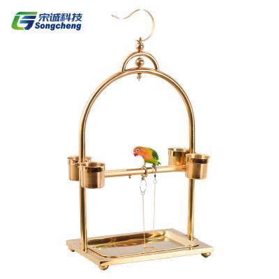 China High Quality Breathable Heavy Duty Wire Parrot Cage Pigeon Steel Stand Frame Canary Yellow Stylish Bird Cages for sale