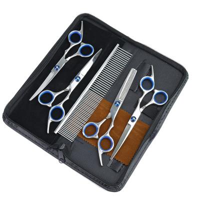 China Viable Fiber Hair Remover Pet Dog Grooming Steel Scissors Set Double Sided Pet Hair Remover for sale