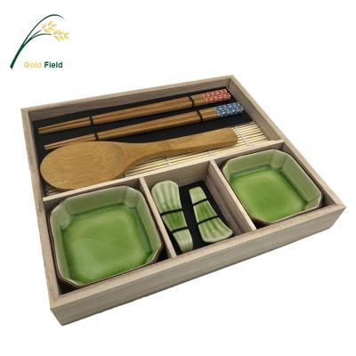 China Sustainable Japanese Style Sushi Tableware Set Sushi Mat Chopsticks Saucer For Home Food Shop Restaurant for sale