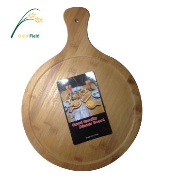 China Wholesale Reusable Round Bamboo Pizza Tray Pizza Plate Viable For Home Restaurant Dinner for sale