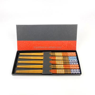 China Factory Viable Sale 5 Pairs Customized Reusable Sushi Bamboo Chopsticks Set Logo In Gift Box for sale