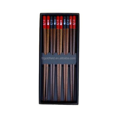 China Viable Handmade Red and Black Rolling Paint Transfer Printing Fish and Cat Pattern Interesting Chopsticks Set Flatware for sale