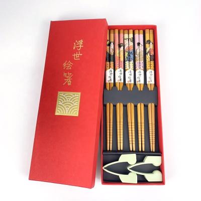 China Lady Pointed Restaurant Cartoon Fengri's new viable style household portrait of A printed bamboo chopsticks with help for sale