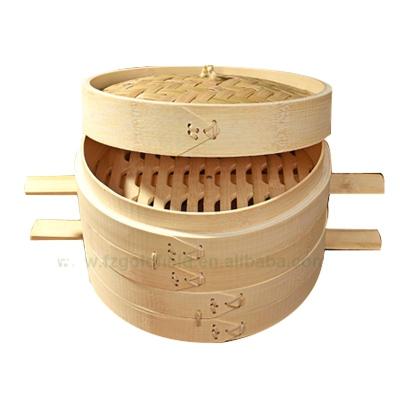 China Viable Customize Logo Round Bamboo Big Steamer For Cooking Food for sale