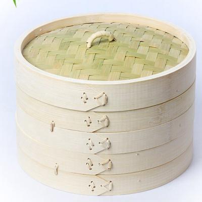 China Sustainable Round Shape 10 Inch Bamboo Vegetable Steamer With Lid for sale