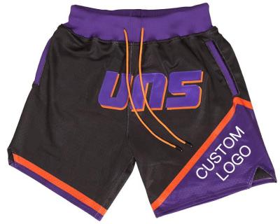 China Retro Old School Mesh Boys Basketball Shorts Summer Antibacterial Cheap Black Purple OEM Factory for sale