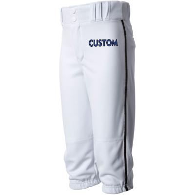 China Wholesale New Design Sublimation Custom Blank Pants Antibacterial Cropped Baseball Pants 3/4 Baseball Pants for sale