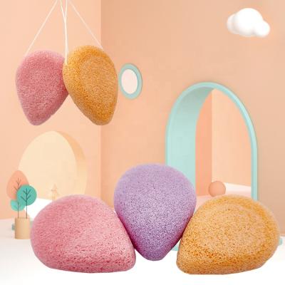 China Deep Cleansing All Natural Organic Facial and Shower Sponge Waterdrop Shape Bamboo Charcoal Activated Black Konjac Sponge en venta