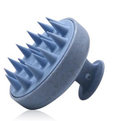 China Wheat Straw Silicone Hair Scalp Brush Waterproof Shampoo Massager for sale