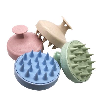 China Wheat Straw Silicone Handheld Head Massager Waterproof Hair Growth Shampoo Brush Scalp Massager for sale