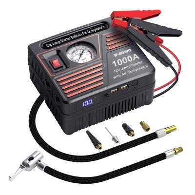 China Multifunctional 6 in 1 Emergency Kit 1000A 12V Portable Jump Starter Battery Booster with Car Jump Starter Power Bank with Air Compressor for sale