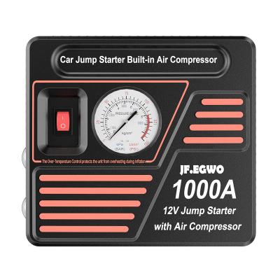 China Multifunction 6 in 1 Auto Rescue Kit Tire Invader Air Compressor 12V 1000A Peak 2 in 1 Car Jump Starter for sale