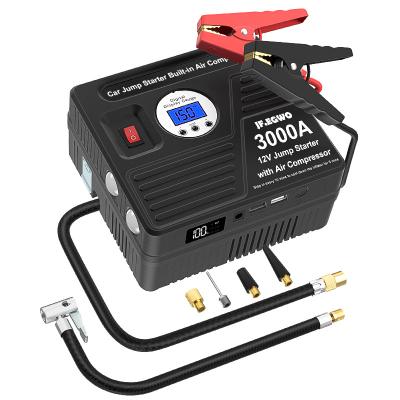 China Multifunctional 6 in 1 Jump Starter with Air Compressor 12V 3000A Car Battery 150 PSI Car Jump Starter and Tire Compressor for sale