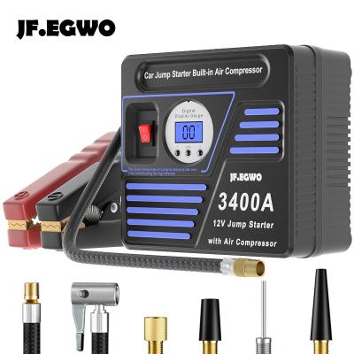 China Multifunctional 6 in 1 JFEGWO Mini Multi Power Bank Portable Jump Starter Function Jump Starter with Car Air Compressor for sale