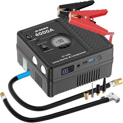 China Multifunctional 6 in 1 12V Emergency Car Jump Starter with Compressor Battery Car Battery Break Down for Auto Help Car Jump Start for sale