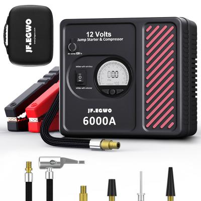 China Multifunctional 6 in 1 Emergency Tool Charger Car Jump Starter Power Bank Lithium Battery Engine Car Jump Starter 6000A for sale